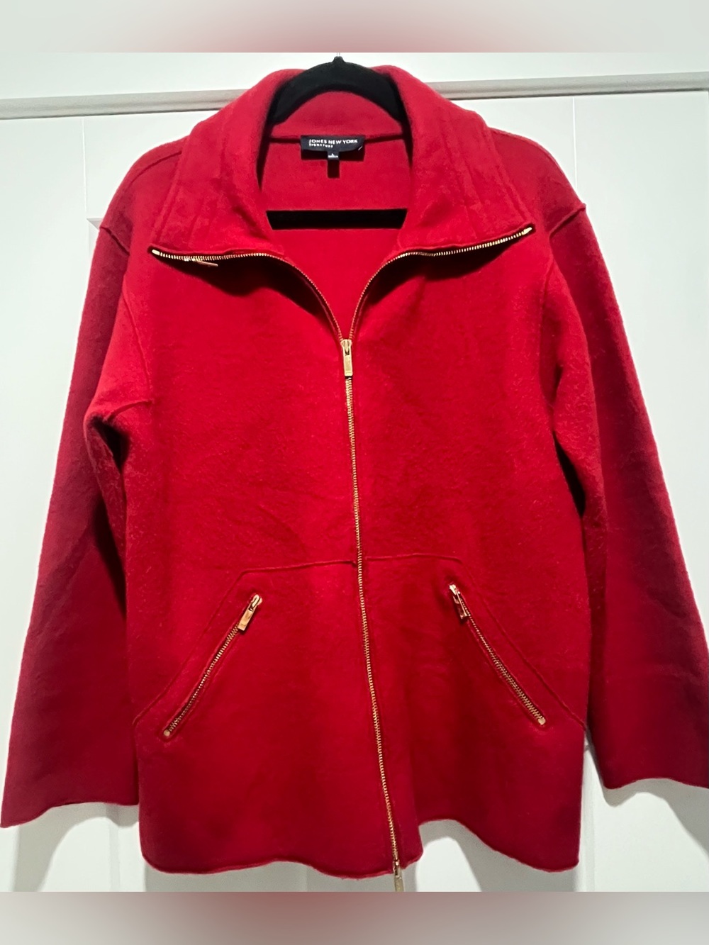Vintage Jones New York Red Wool Blend Full Zip Jacket Size Large